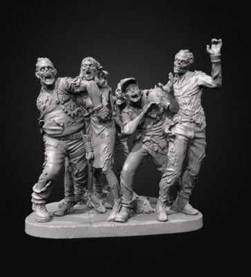 1/35 Resin Walking Dead Zombies 4 figures Unassembled Unpainted TD-7355