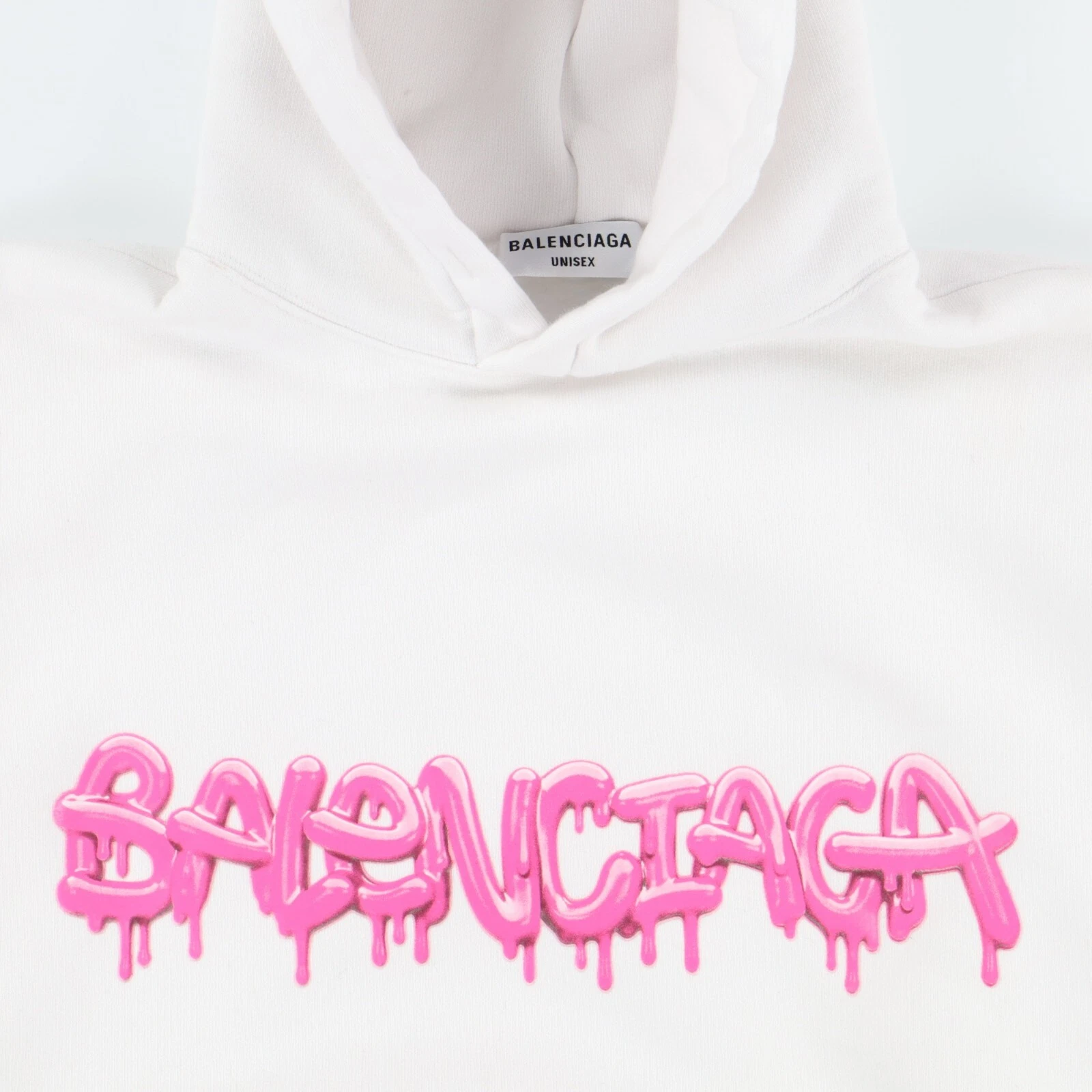 Felpa con cappuccio oversize Balenciaga bianca logo slime Taglia 2 (S) SS22 PREZZO AL PUBBLICO $995