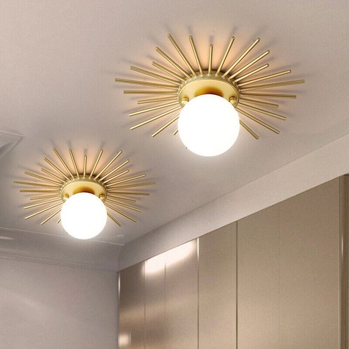 Modern Gold Sputnik Flush Mount Lamp Hallway Globe Glass Ceiling Light Fixture - Picture 4 of 12