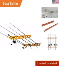Durable Solid Pine Horizontal Rack for 9 Fishing Rods - Wall  Ceiling Use
