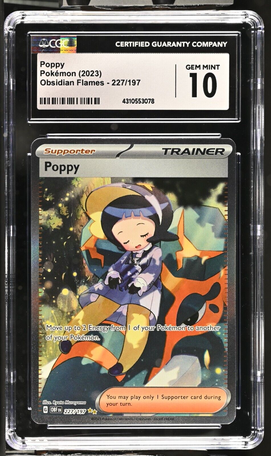 Pokemon Poppy 227/197 DE NM Obsidian Flammen Deutsch RARE PSA 10