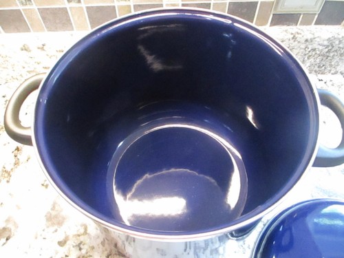 Megaware 9 Qt Blue Cookware Pot with Cover Gas Electric Induction Ceramic - Picture 3 of 5