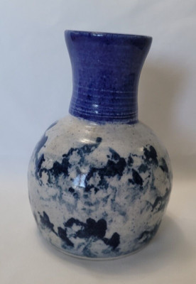 Studio Art Pottery Ceramic Signed Vase Blue and Gray Sponge Glaze | eBay