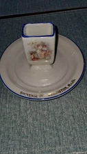 Antique Buffalo China Victorian Ladies Match Striker Holder Souvenir 1926 