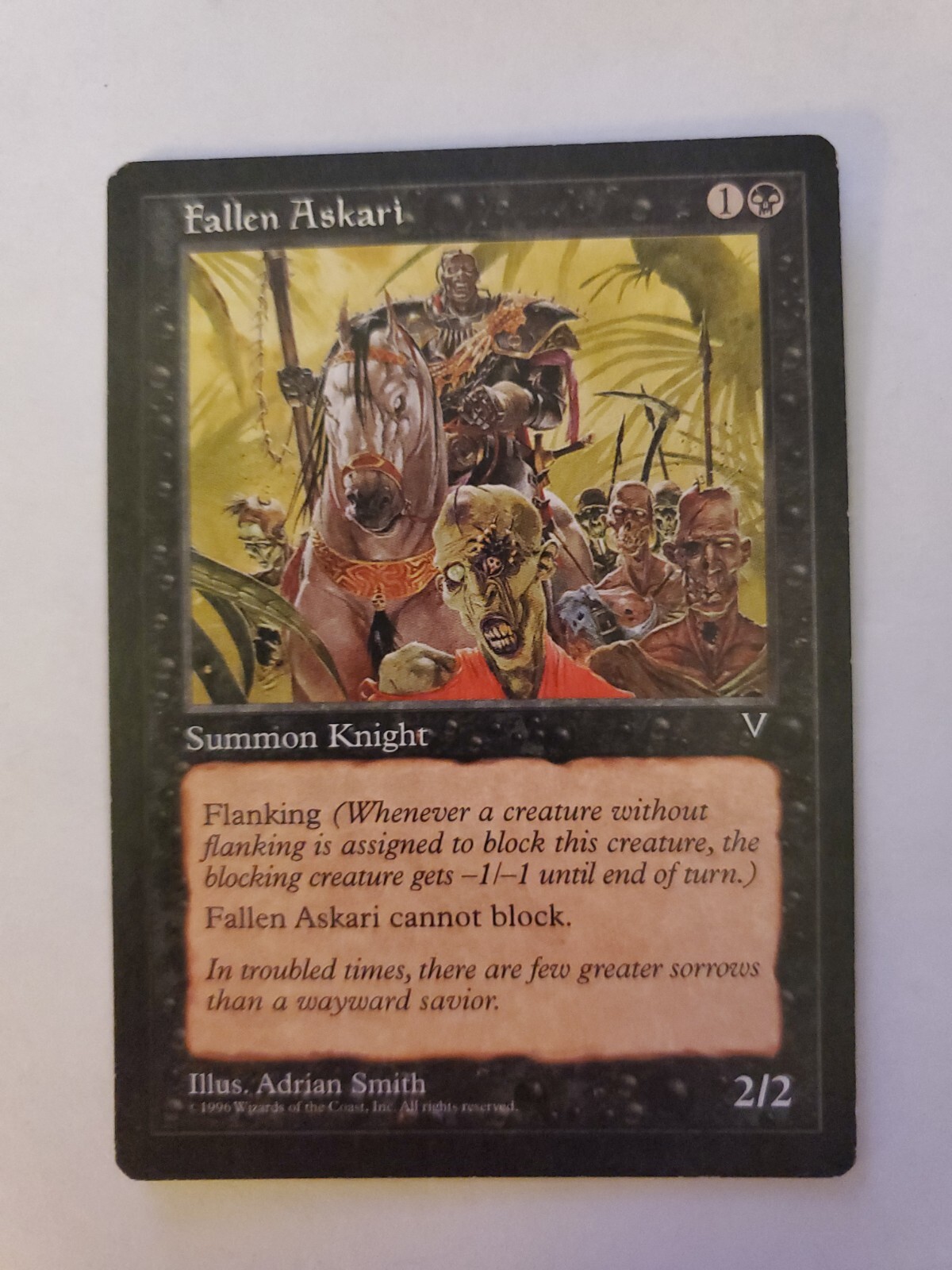 MTG Magic The Gathering Card Fallen Askari Summon Knight Black V Visions 1996