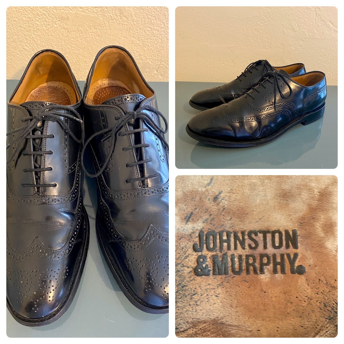 JOHNSTON & MURPHY Men's Dress Shoes WING TIP Oxford ARISTOCRAFT