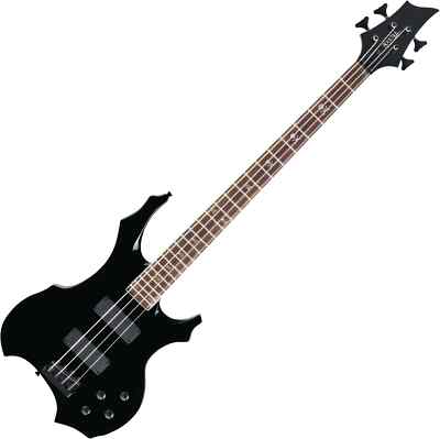 E-Bass BattleBone Skulldots-Inlay 2 Humbucker 24 Bünde Heavy-Form Hardware Black