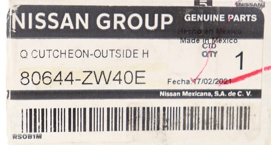 NEW OEM Front Left Door Handle End Cap 80644ZW40E for Nissan Versa