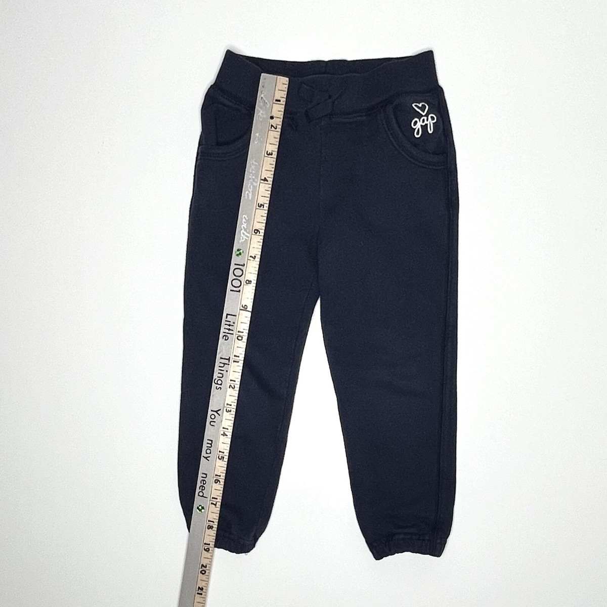 may Baby Gap Girl's Gap Logo Full Length Joggers Navy Blue Terry