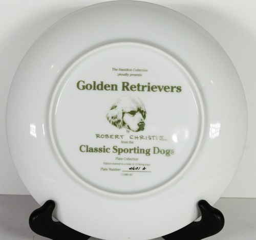 8" NEW 1989 Golden Retrievers Sporting Dogs Puppies Porcelain Plate Decor - Picture 4 of 5