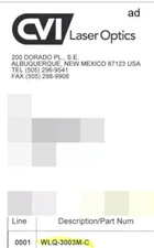 CVI Laser Optics WLQ-3003M-C Lens, 30mm, N-BK7 Optical Glass