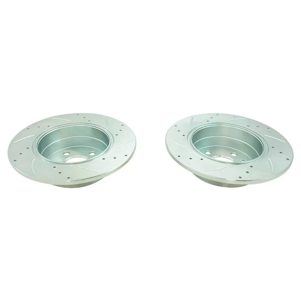 Brake Rotor Drilled Slotted Zinc Coated &Ceramic Pad Front & Rear Set For Saab - Image 3 of 4