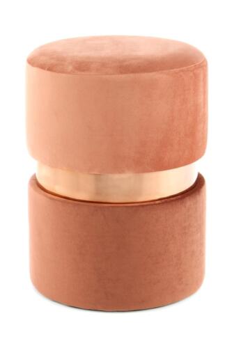 Sgabello sedile pouf velluto telaio bicolore anello metallo oro nero rosa Ø 35 cm - Foto 1 di 36