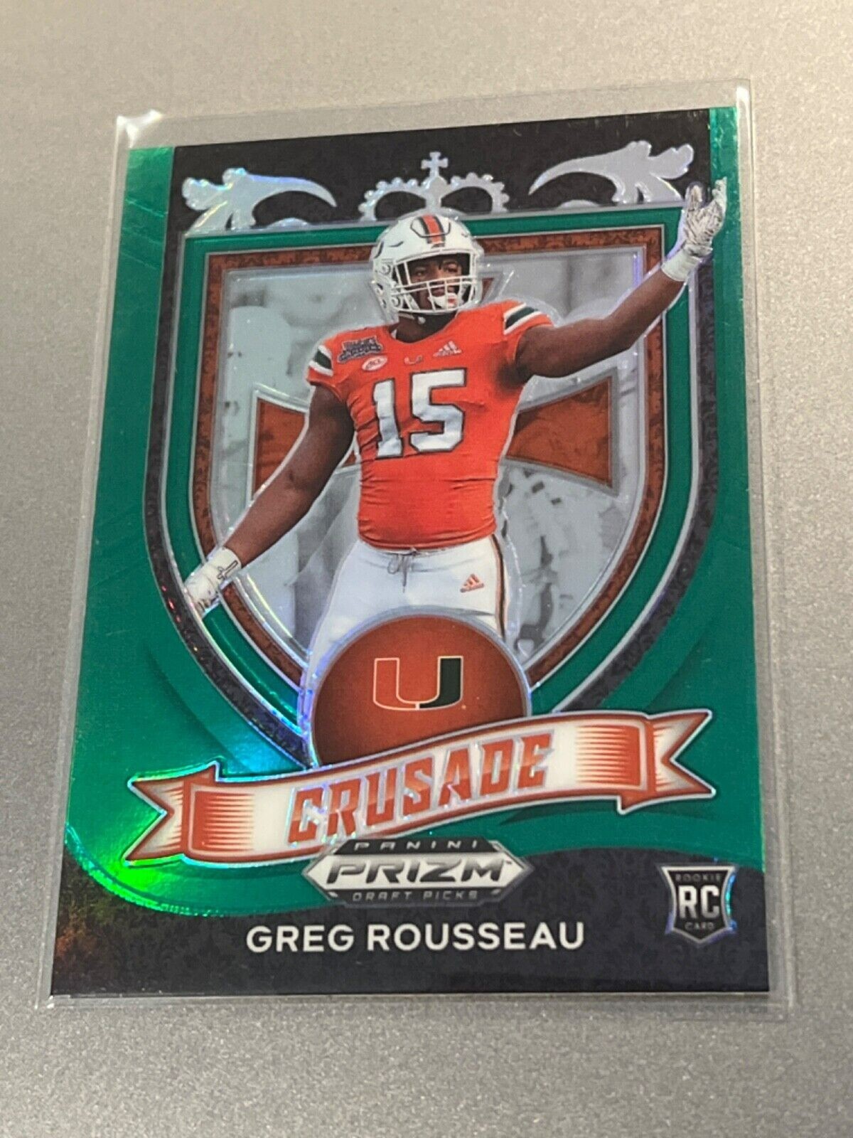 2021 Prizm Draft Picks Greg Rousseau Green Prizm Crusade Rookie NM