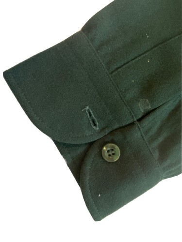 Vintage Pendleton Loop Collar Wool Shirt Men's Medium Solid GreenLong Sleeve Top - Picture 7 of 8
