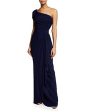 NWT Chiara Boni La Petite Robe Aleksandrina Draped Gown 14 Blue notte MSRP 995