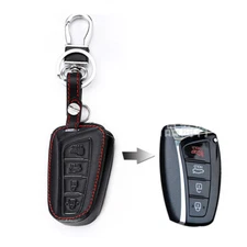 Fit Hyundai Santa Fe ix45 Remote Key Fob Bag Holder Leather Cover Case 4 Button
