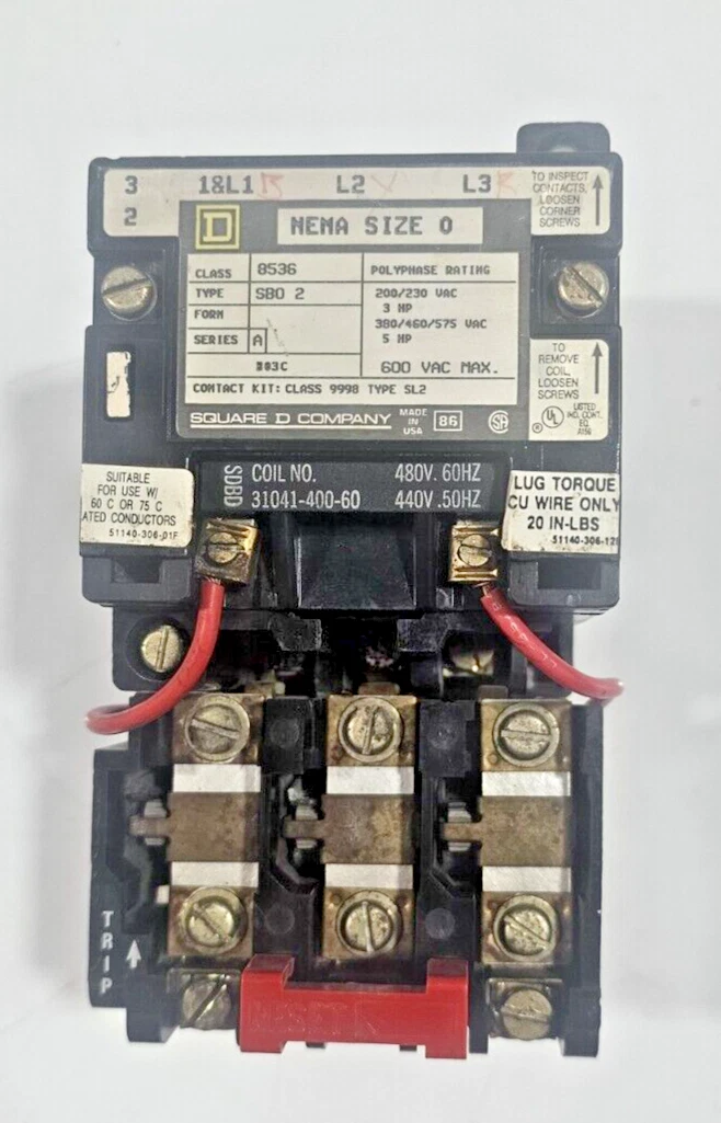 SQUARE D 8536SB02 Used Working Motor Control Motor Starter