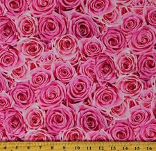 Cotton Packed Roses Fuchsia Pink Flowers Floral Fabric Print by the Yard D379.77