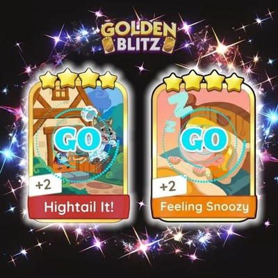 Monopoly GO Golden Blitz Stickers   Hightail It! & Feeling Snoozy | Low Price