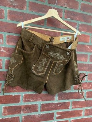 WALDSCHUTZ Oktoberfest Womens Trachten Suede Shorts size 40-42 100% goat suede