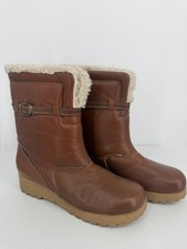 Vintage Dexter Brown Sharpa Shearling Leather Buckle Boots Women's 10 M Boho