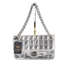 CHANEL Bag Ice Cube Flap Silver Luxury Designer Shoulder Bag 2007