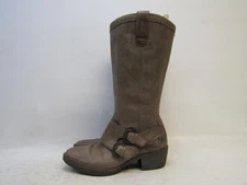Born Womens Size 8 M Brown Leather Zip Buckle 13" Knee High Boots