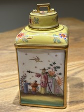 Samson Paris Porcelain Tea Caddy + Cover Hand Painted Yellow Ground c1890
