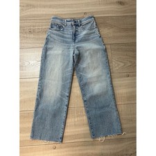 Madewell The Perfect Vintage Wide-Leg Crop Jean Raw Hem Light Wash Size 26