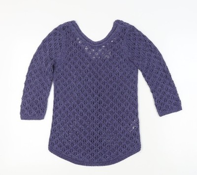 Monsoon Damen Pullover lila V-Ausschnitt 3/4 Arm