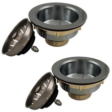 Plumb Works Brass Chrome Kitchen Sink Strainer Basket, 2/Pack