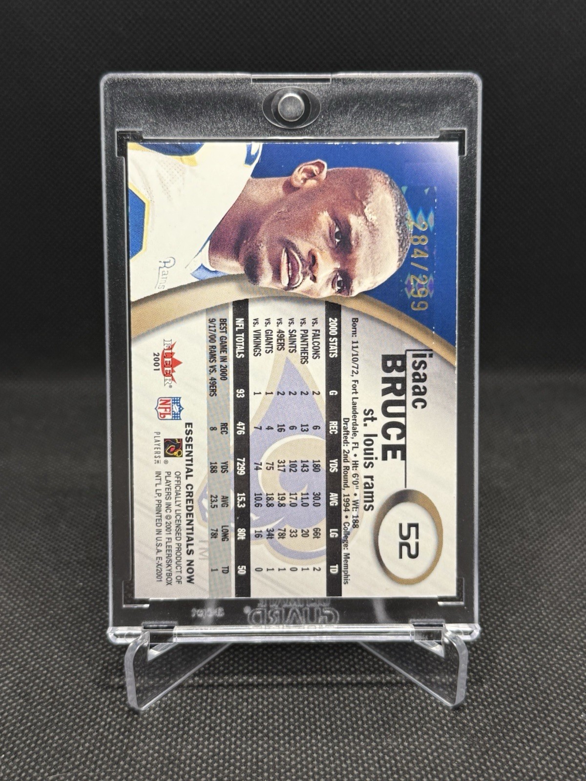 Isaac Bruce 2001 Fleer Skybox Essential Credentials Now Pink /299 Rams #52 EX thumbnail 2