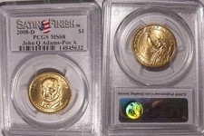 2008 D John Q Adams Presidential Dollar $1 PCGS MS68 Position A Satin Finish