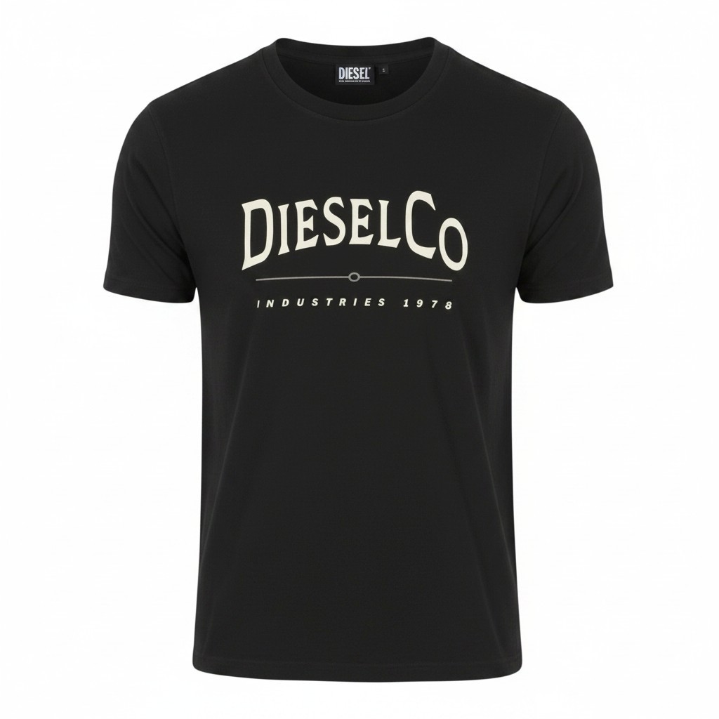 DIESEL T-Diego-Boss Men T-Shirt 2XL Black Tricot Crew Neck Short Sleeved