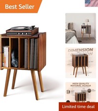 Wooden LP Record Player Stand with 4 Cabinets, Holds up to 100 Vinyls, Metal ...