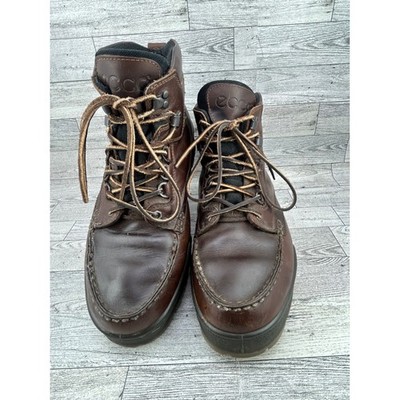 ECCO Track Men Brown Leather Moc Toe Hiking Work Boots Size 45 EU 11.5 US