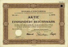 Donau Concordia Versicherung 1940 Wien Magdeburg Reichenberg Warschau Agram 100