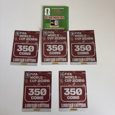 5 x 350 Coins + 18 Online Digital Pack Codes - Panini Adrenalyn XL World Cup