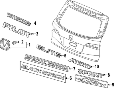 96(プロフ一読下さい)様 Honda Genuine Oem 75722TG7A00 Rear Pilot Nameplate Emblem 2016