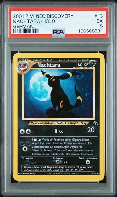 Nachtara (Umbreon) Holo Rare 2001 German Pokémon Neo Discovery #13/75 PSA 5