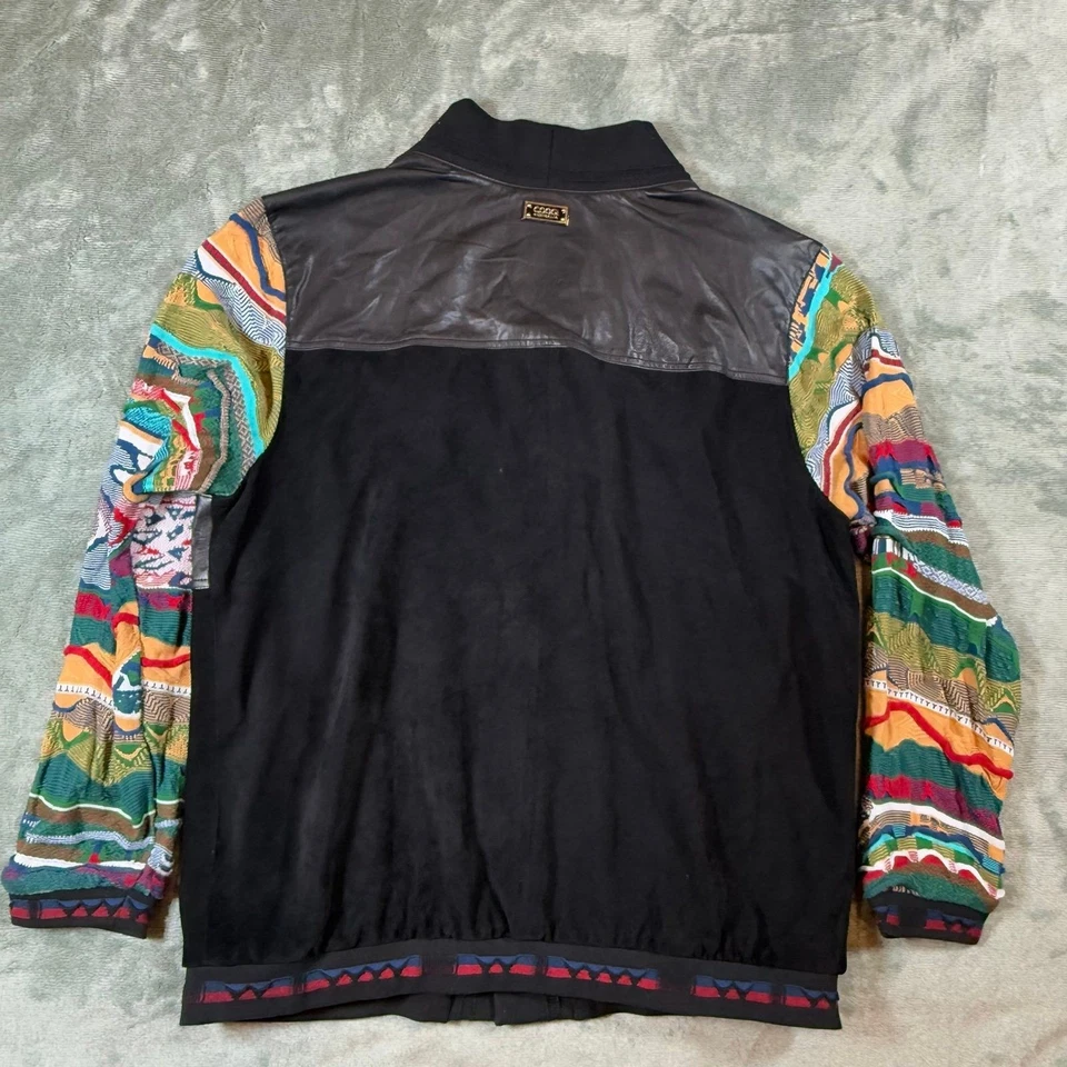 COOGI Leather Suede And Sweater Pieced Cardigan Black Men’s 2XL - Image 3 of 4