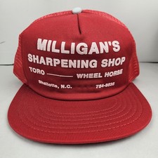 Vintage USA MADE Toro Wheel Horse Milligan's Puffy Trucker Hat Snapback Cap