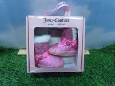 NEW Juicy Couture Baby Pink Glitter Baby boots fur lined Sz newborn