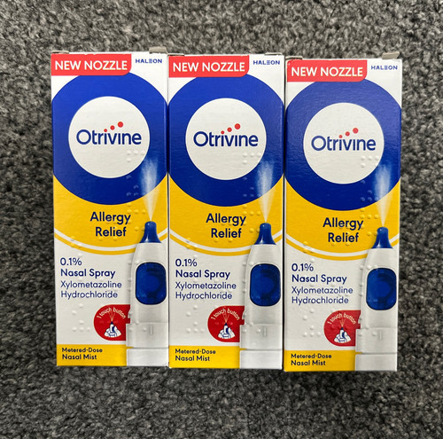 3 x 10ml Otrivine - Allergy Relief - 0.1% Nasal Spray Yellow - Picture 1 of 6