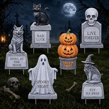 6PCS Halloween Outdoor Graveyard Tombstones Yard Signs with Stakes
