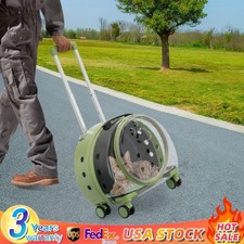 Rolling Pet Carrier Breathable Cat Carrier with Wheels Removal Shoulder Strap