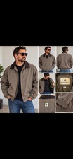 Rainforest Men s XL Gray Taupe Bomber Jacket Full Zip Fleece Lined Collared