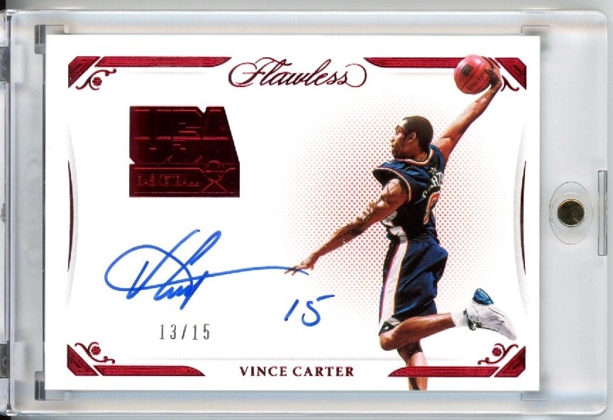 2020-21 Panini Flawless Vince Carter Auto Autograph USA Ruby Parallel #d 13/15
