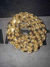 8mm 14k Gold Played 925 Silver Diamond Cut Rope Chain